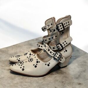 Free People Harvest Moon Cream Ankle Boots White Size 10